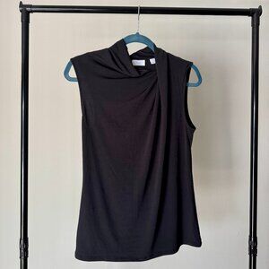 New York & Company Black Draped Neck Sleeveless Top